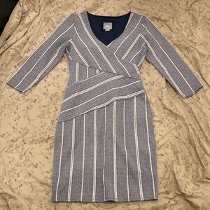 Anthropologie Maeve Amelia Striped Faux Wrap Dress